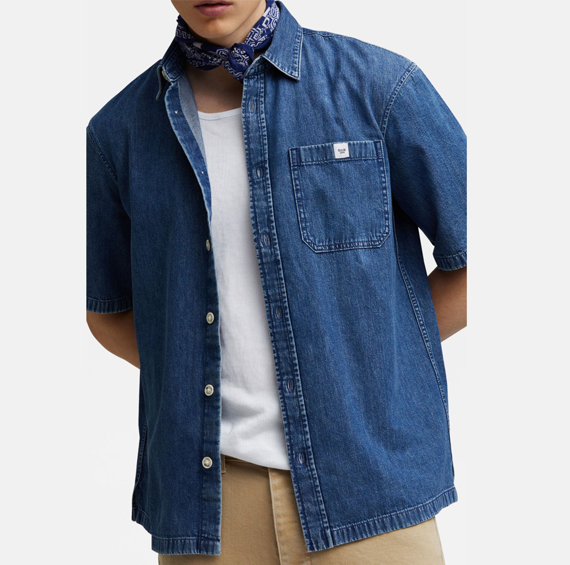 gas | camicia in jeans a manica corta da uomo