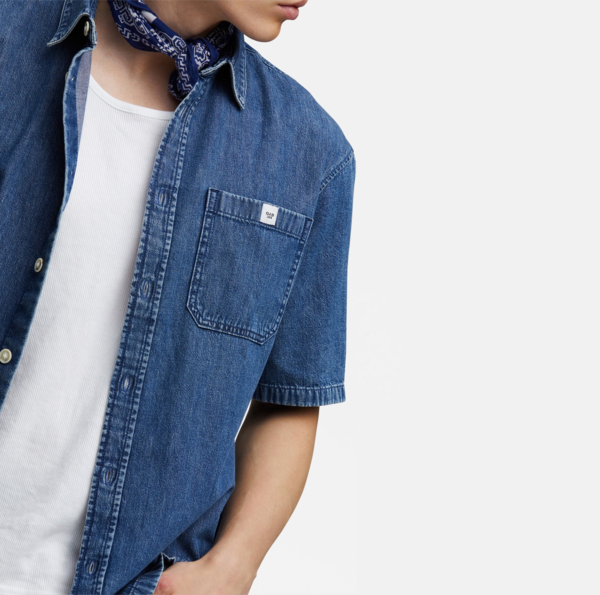 gas | camicia in jeans a manica corta da uomo